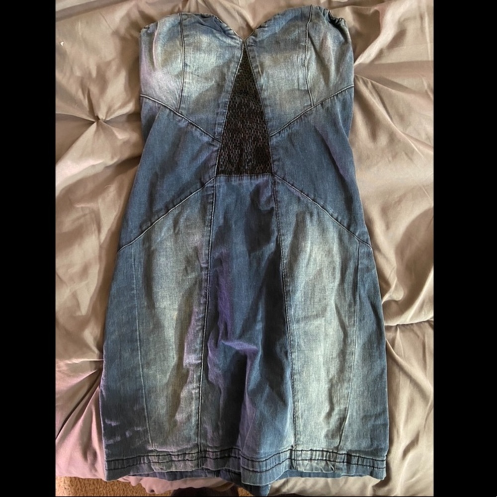 Bershka strapless denim bodycon dress